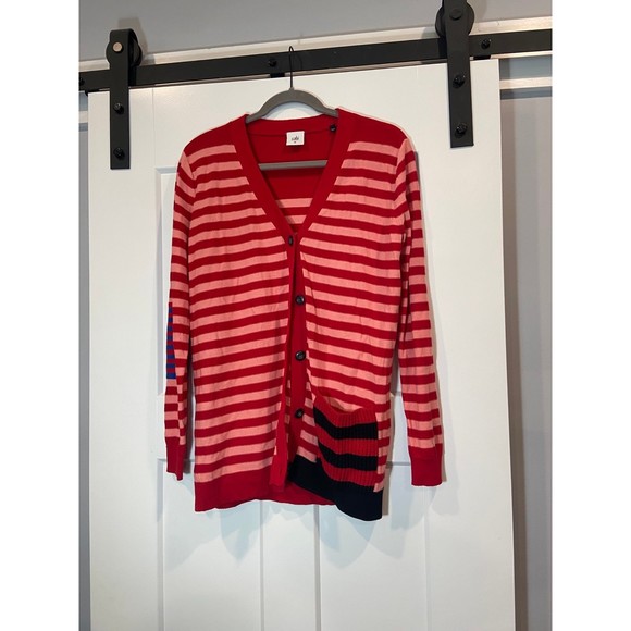 CAbi Style 5446 | Picnic Cardigan Summer Stripe Red & Pink | Size Medium - Picture 3 of 5